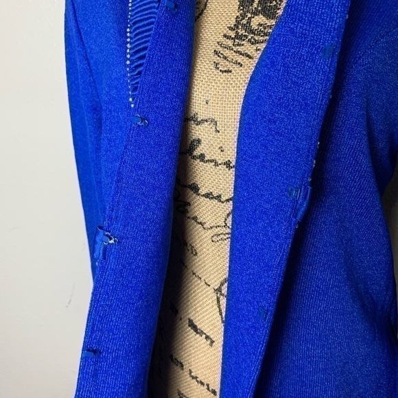 Vintage Dominique Palacios  Long Sleeve Dressy Sweater Jacket Cobalt Blue XL - Picture 8 of 8